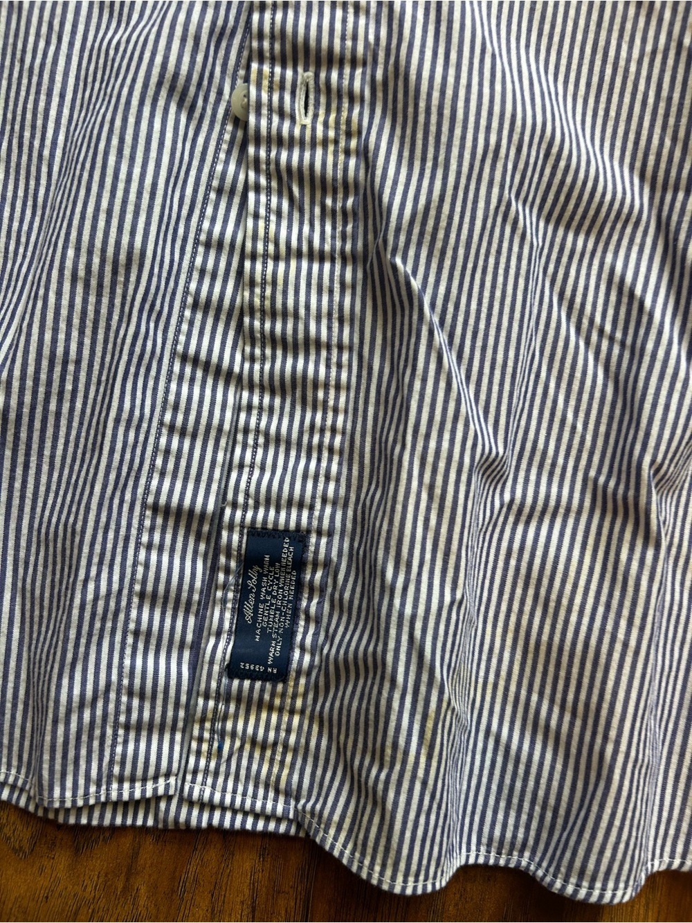 Allen Solly Navy and White Pinstripe Dress Shirt - Picture 2 of 8